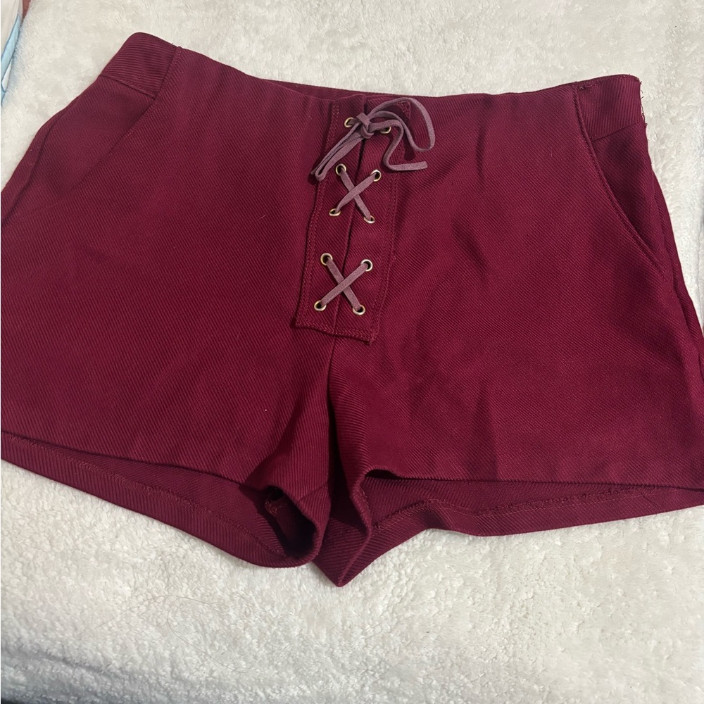 Express Red High Waist Shorts